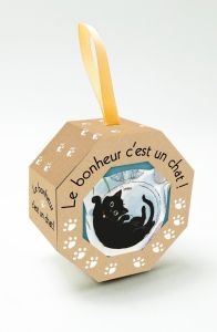 Le bonheur c'est un chat. Coffret 1 coupelle en céramique et 1 dépliant de citations - XXX