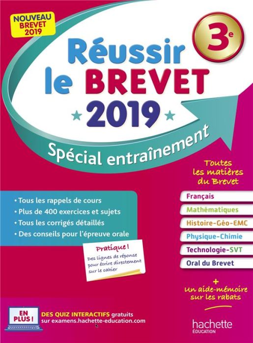 Emprunter Réussir le brevet 3e. Spécial entraînement, Edition 2019 livre