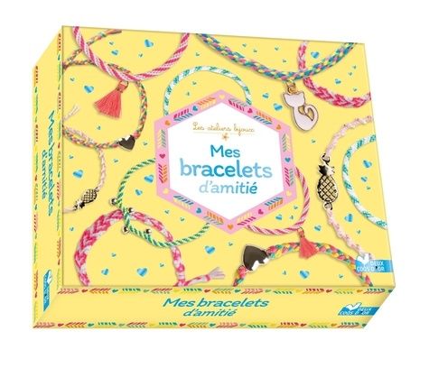 Emprunter Mes bracelets d'amitié. Coffret avec 7 fils de coton, 1 pompon fluo, 6 anneaux, 5 perles dorées, 3 b livre