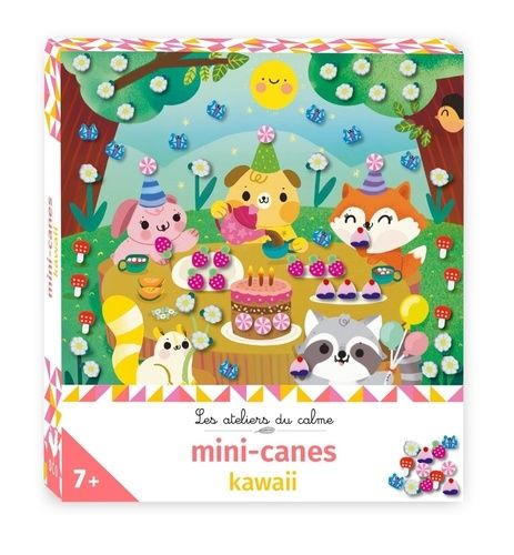 Emprunter Mini-canes kawaii. Coffret avec 3 tableaux, 1 pince et 180 mini-canes en pâte polymère livre