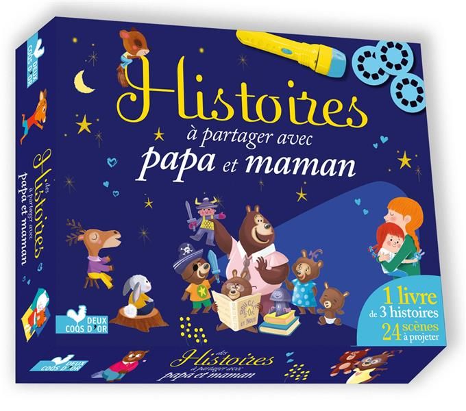 Emprunter Histoires à partager avec papa et maman. Coffret avec 1 livre de 3 histoires, 1 lampe de poche et 24 livre