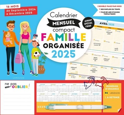 Emprunter Calendrier mensuel compact Famille organisée. 16 mois de septembre 2024 à décembre 2025, Edition 202 livre