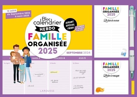 Emprunter Bloc calendrier hebdo famille organisée. 12 mois, de septembre 2024 à août 2025. Avec un critérium, livre