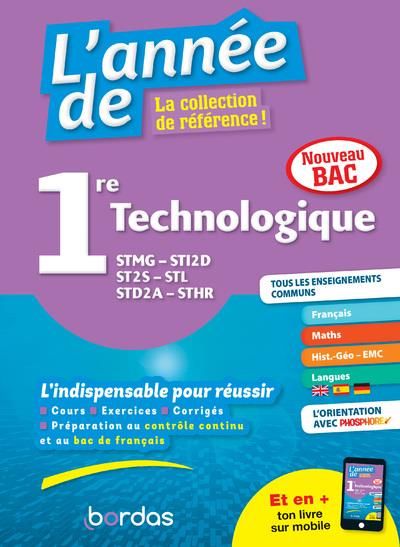 Emprunter L'année de 1re STMG, STI2D, ST2S, STL, STD2A, STHR livre