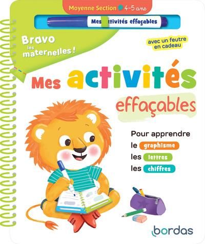 Emprunter Mes activités effaçables Moyenne section. Pour apprendre le graphisme, les lettres, les chiffres. Av livre