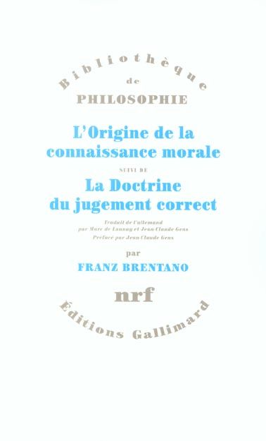 Emprunter L'origine de la connaissance morale suivi de La doctrine du jugement correct livre