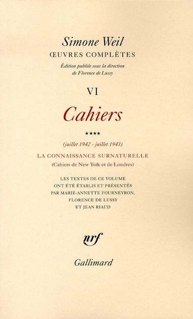 Emprunter Oeuvres complètes. Tome 6, Volume 4, Cahiers (juillet 1942-juillet 1943) La connaissance surnaturell livre