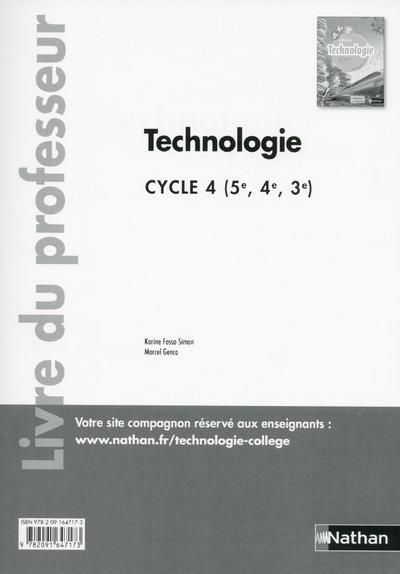 Emprunter Technologie cycle 4 (5e, 4e, 3e). Livre du professeur livre