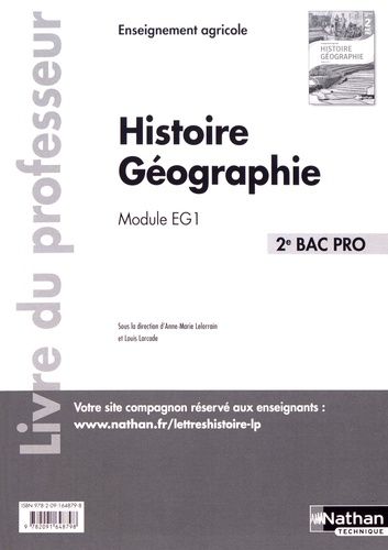 Emprunter Histoire Géographie 2e Bac Pro Module EG1. Livre du professeur, Edition 2017 livre