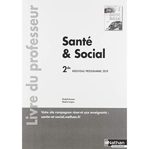 Emprunter Santé et social 2de. Livre du professeur, Edition 2019 livre