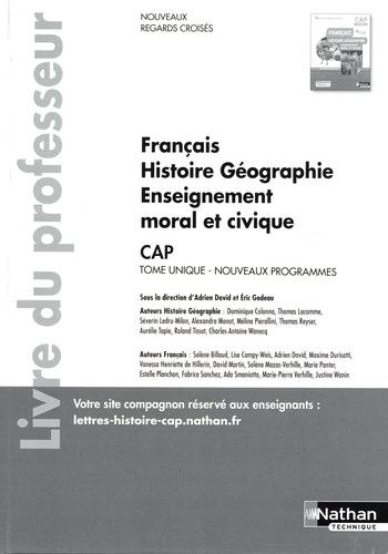 Emprunter Francais Histoire Géographie EMC CAP. Livre du professeur, Edition 2022 livre