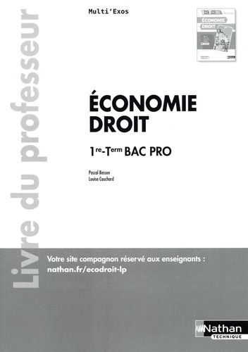 Emprunter Economie-Droit 1re-Tle Bac Pro. Livre du professeur, Edition 2022 livre