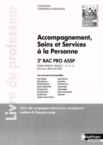 Emprunter Accompagnement, soins et services à la personne 2e Bac Pro ASSP. Livre du professeur, Edition 2022 livre