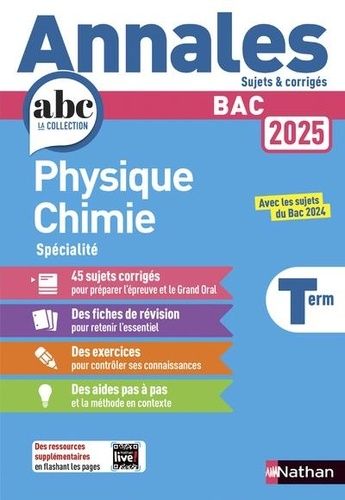 Emprunter Annales Physique Chimie Bac Tle. Avec les sujets du Bac 2024, Edition 2025 livre