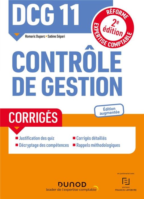 Emprunter DCG 11 Contrôle de gestion. Corrigés, 2e édition livre