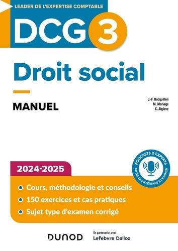 Emprunter DCG 3 Droit social. Manuel, Edition 2024-2025 livre