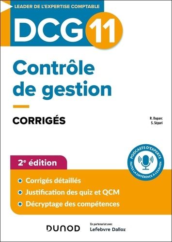 Emprunter Contrôle de gestion DCG 11. Corrigés, 2e édition livre