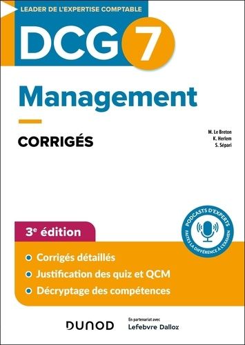 Emprunter Management DCG 7. Corrigés, 3e édition livre