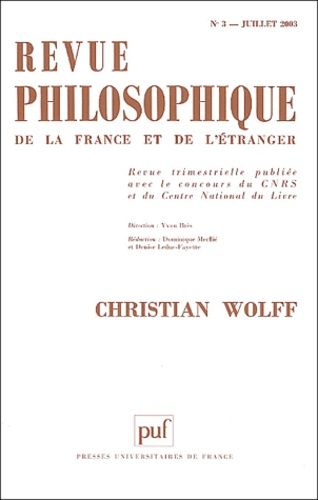 Emprunter Revue philosophique N° 3, Juillet 2003 : Christian Wolff livre