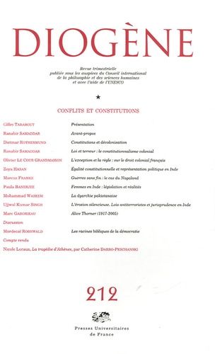 Emprunter Diogène N° 212, Octobre-Décembre 2005 : Conflits et constitutions livre