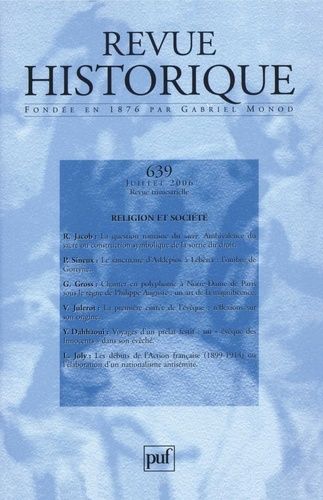 Emprunter Revue historique N° 639, Juillet 2006 : Religion et société livre