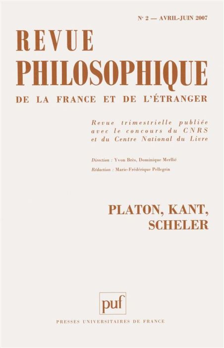 Emprunter Revue philosophique N° 2, Avril-juin 2007 : Platon, Kant, Scheler livre