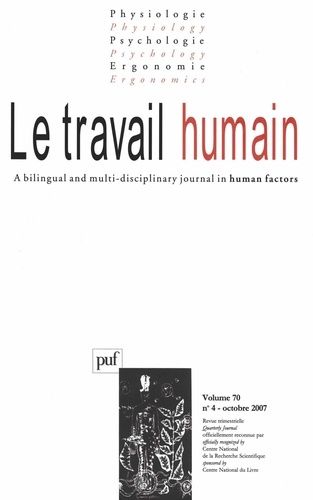 Emprunter Le travail humain Volume 70 N° 4, Octobre 2007 livre