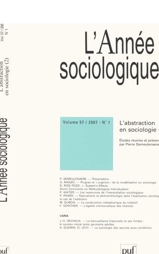 Emprunter L'Année sociologique Volume 57/2007-N° 1 : L'abstraction en sociologie. Tome 2 livre