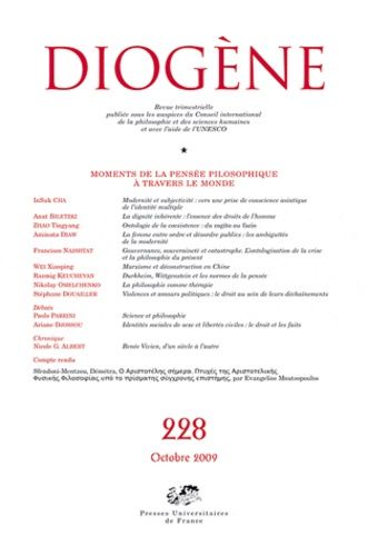 Emprunter Diogène N° 228, Octobre 2009 : Moments de la pensée philosophique à travers le monde livre