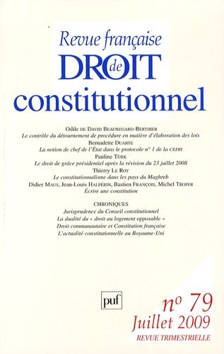 Emprunter Revue française de Droit constitutionnel N° 79, Juillet 2009 livre