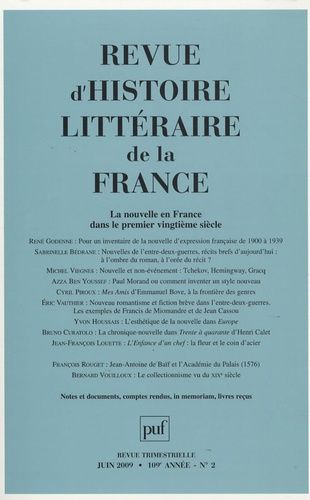 Emprunter Revue d'histoire littéraire de la France N° 2, Avril-juin 2009 : La nouvelle en France dans le premi livre