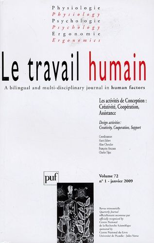 Emprunter Le travail humain Volume 72 N° 1, Janvier 2009 : Les activités de Conception : Créativité, Coopérati livre