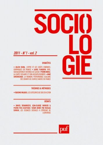 Emprunter Sociologie N° 1 volume 2, 2011 : Sociologie 2011 - n 1 livre