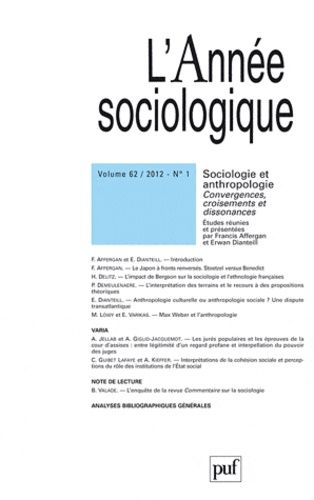 Emprunter L'Année sociologique N° 62-1, 2012 : Sociologie et anthropologie. Convergences, croisements et disso livre