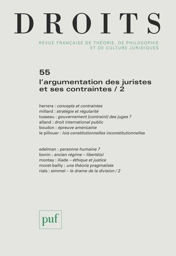 Emprunter Droits N° 55/2012 : L'argumentation des juristes et ses contraintes. Tome 2 livre