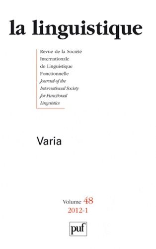 Emprunter La linguistique N° 48, fascicule 1, 2012 : Varia livre