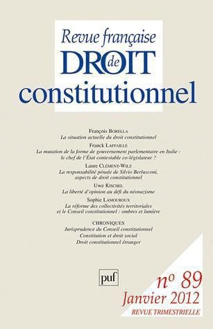 Emprunter Revue française de Droit constitutionnel N° 89, Janvier 2012 livre