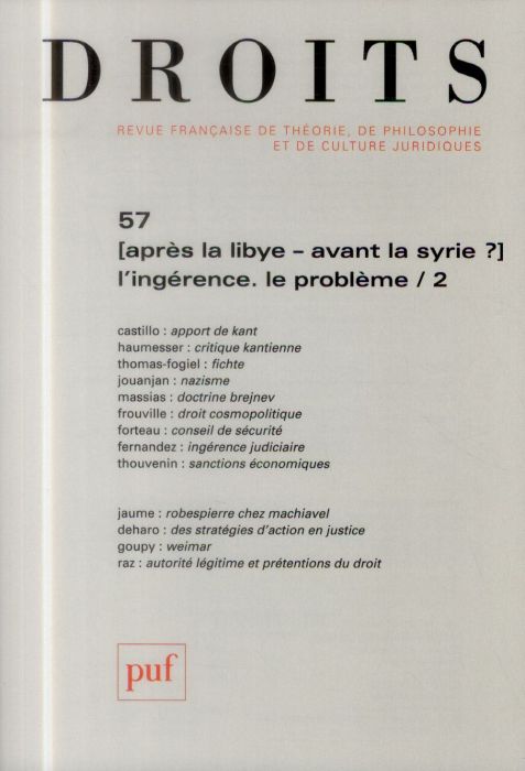 Emprunter Droits N° 57 : Après la Libye, avant la Syrie ? L'ingérence, le problème. Tome 2 livre