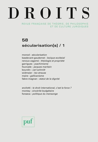 Emprunter Droits N° 58/2014 : Sécularisation(s). Tome 1 livre