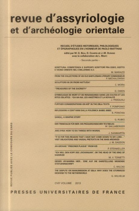 Emprunter Revue d'assyriologie et d'archéologie orientale N° 107/2013 : Recueil d'études historiques, philolog livre