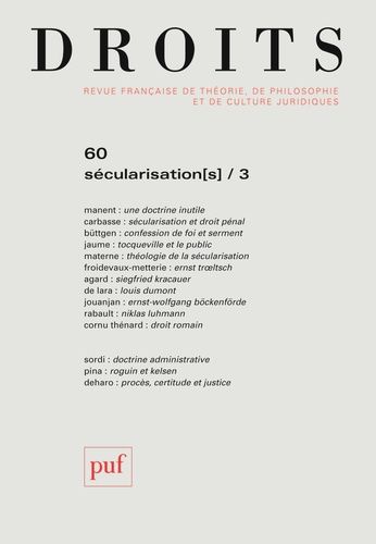 Emprunter Droits N° 60/2014 : Sécularisation(s). Tome 3 livre