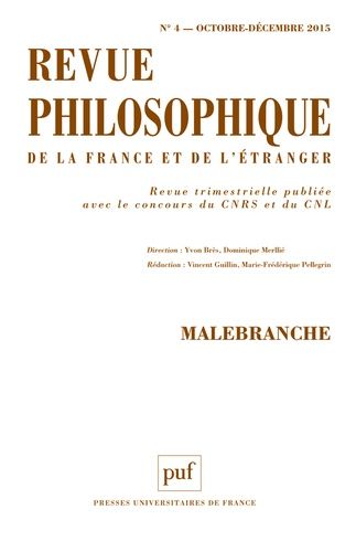 Emprunter Revue philosophique N° 4, Octobre-décembre 2015 : Malebranche livre