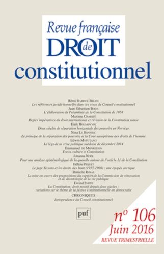 Emprunter Revue française de Droit constitutionnel N° 106, juin 2016 livre