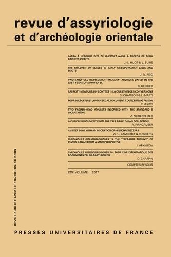 Emprunter Revue d'assyriologie et d'archéologie orientale N° 111/2017 livre