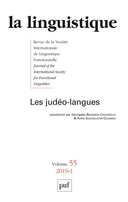 Emprunter La linguistique N° 55, fascicule 1, 2019 : Les judéo-langues. Textes en français et anglais livre