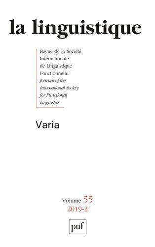 Emprunter La linguistique N° 46, fascicule 2, 2019 : Varia livre