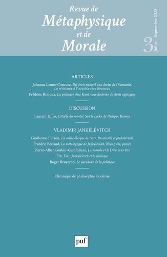 Emprunter Revue de Métaphysique et de Morale N° 3, juillet-septembre 2022 : Vladimir Jankélévitch livre