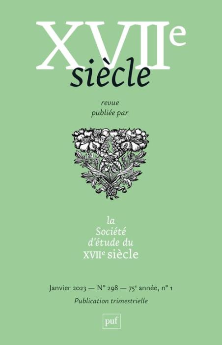 Emprunter XVIIe siècle N° 298, janvier 2023 livre