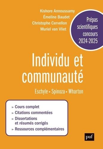 Emprunter Individu et communauté. Eschyle, Spinoza et Wharton. Prépas scientifiques, concours, Edition 2024-20 livre