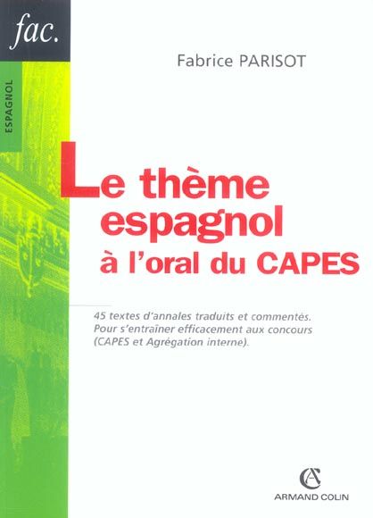 Emprunter Le thème espagnol . A l'oral du CAPES livre